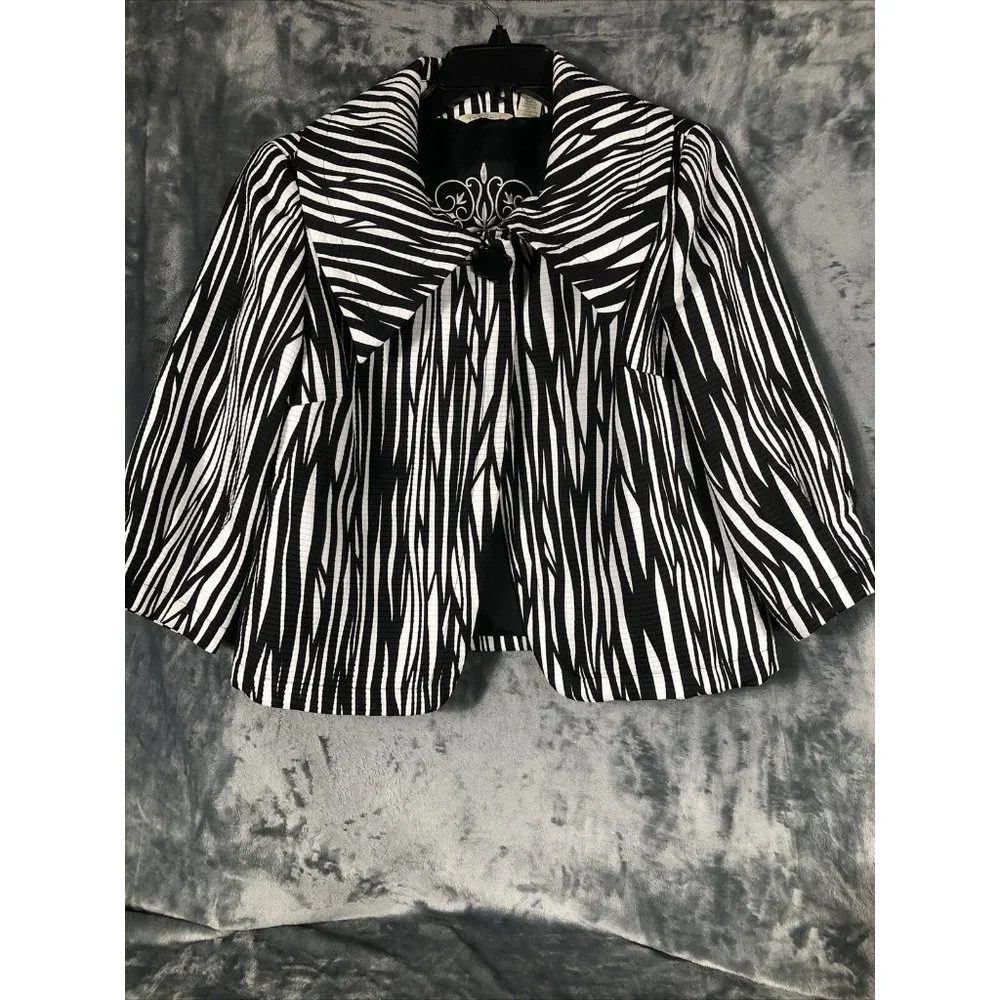 Trevan Blazer Jacket Women’s Size 8 3/4 Length Sleeve Animal Print - Picture 1 of 16